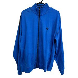 Chaps NWT Mens Blue Track Jacket With Black Stripes Full Zip Size L